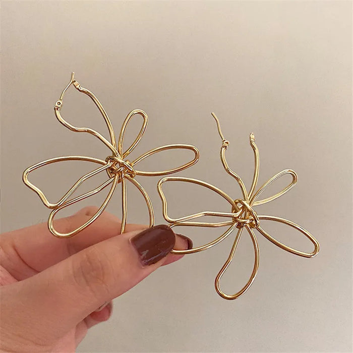 YANGLIUJIA Metal Flower Earrings European American Style Personality, Fashion Big Earrings Ms Girl Travel Wedding Accessories