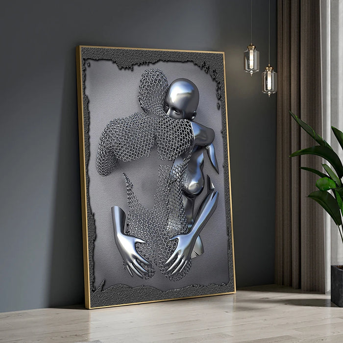 Modern Metal Figure Statue Art Canvas Painting Romantic Abstract Posters and Prints Wall Pictures for Living Room Home Decor