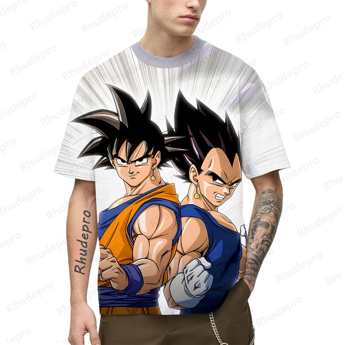 2024 New Anime Goku 3D Printed Men's T-shirt Children's Street Leisure Sports Top Summer Cosplay T Shirt Short sleeve