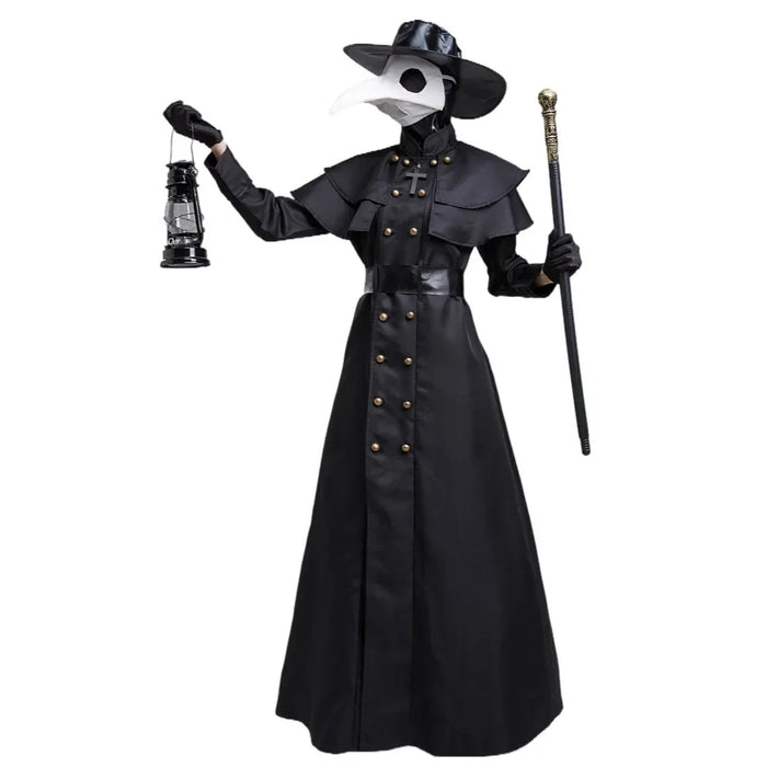 Halloween Medieval Plague Doctor Costume Steampunk Middle Ages War Nurse Bird Beak Playsuit Carnival Cosplay Fancy Party Dress