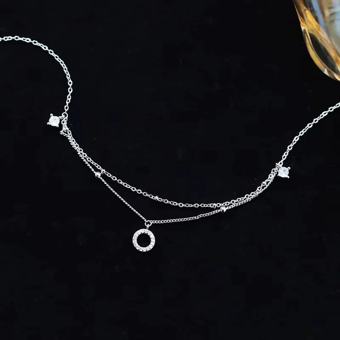 925 Sterling Silver Double Layer Round Anklet Fashion Simple Temperament Anklet Birthday Gift For Women High Jewelry Accessories