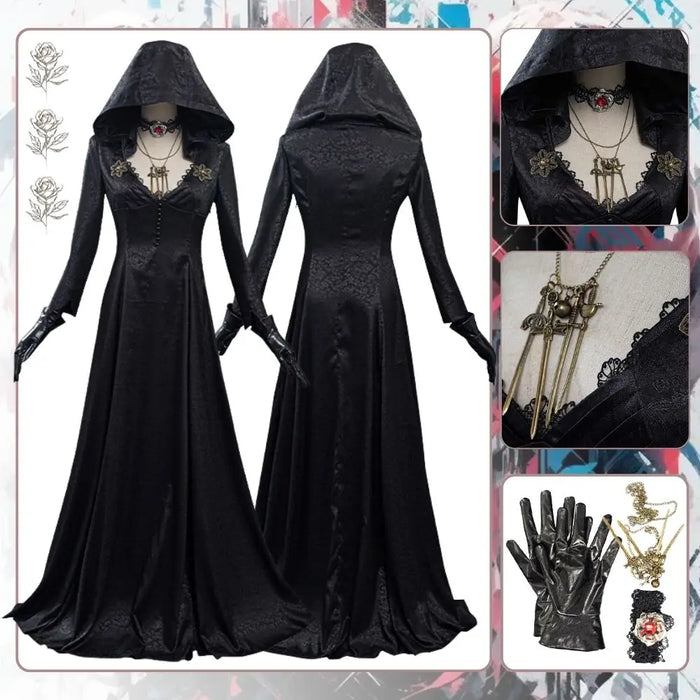 Resident Village Cosplay Evil Bela Lady Dimitrescu Fantasy Costume Ada Wong Ashley Disguise Women Female Dress Halloween Suit