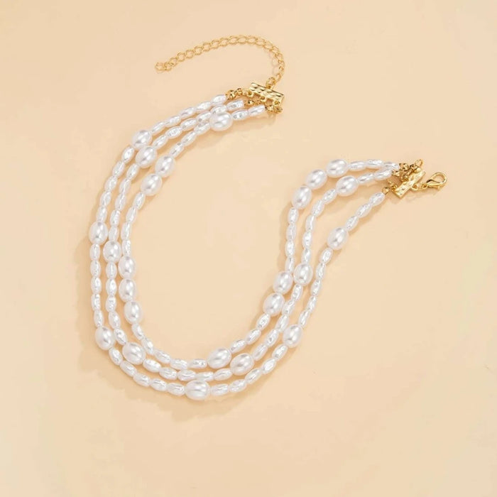 New Simple Baroque Imitation Pearl Chain Choker Necklace Elegant Temperament Beaded Necklace Women's Wedding Party Jewelry