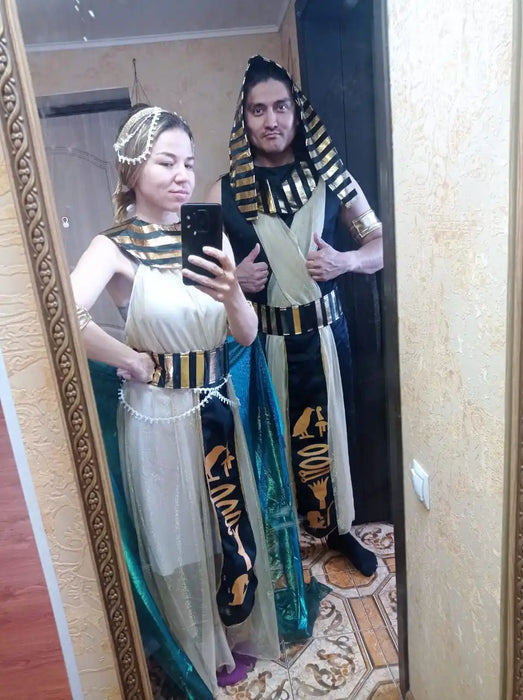 Halloween Ancient Egypt Egyptian Pharaoh Costume for Men King Cleopatra Queen Cosplay Carnival Party Medieval Couple Party Dress