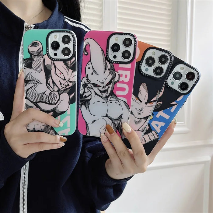 Luxury Cute Japan Anime Z Gokus Laser Phone Case For iPhone 15 14 13 12 11 Pro Max Cartoon Couple Anti-drop Bumper Back Cover