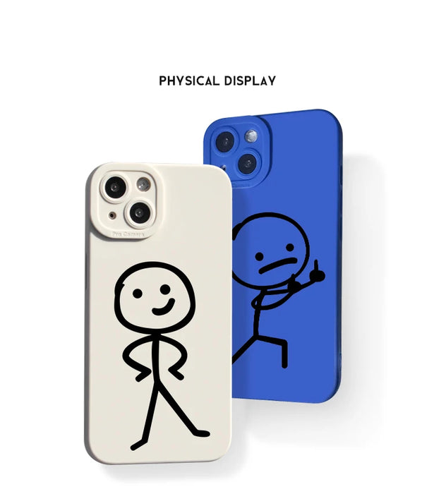 Cute Cartoon Matchman Matte Silicone Phone Case For iPhone 16 14 15 Pro Max Soft Back Cover