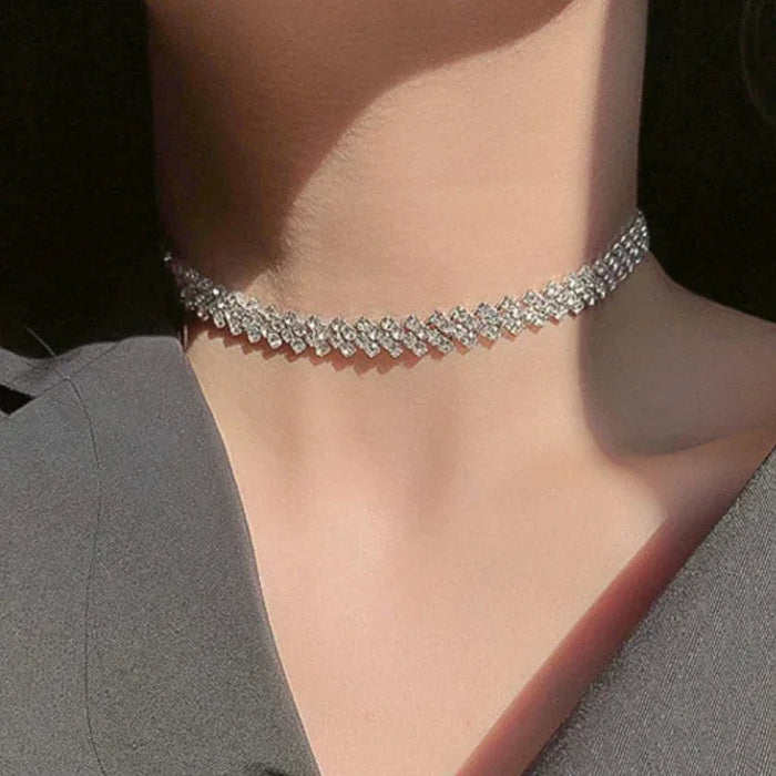 Luxury Fashion Full Rhinestone Choker Necklaces for Women Geometric Crystal Necklaces Weddings Jewelry