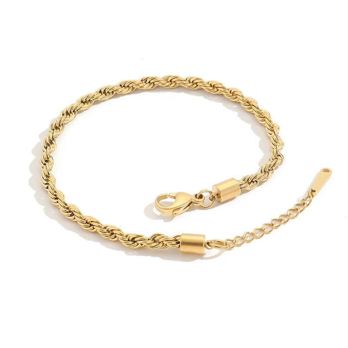 SUNIBI 316L Stainless Steel Link Anklet for Women Gold Color 4MM Classic Chain Foot Anklet