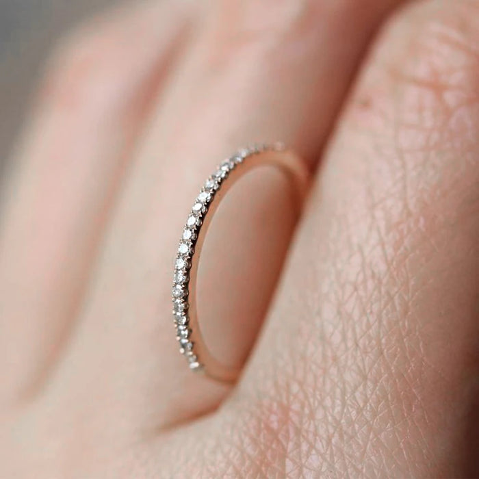 Tiny Delicate Micro Pave Zircon Rings For Women Trendy Chic Crystal Daily Dating Women's Stackable Ring Fashion Jewelry