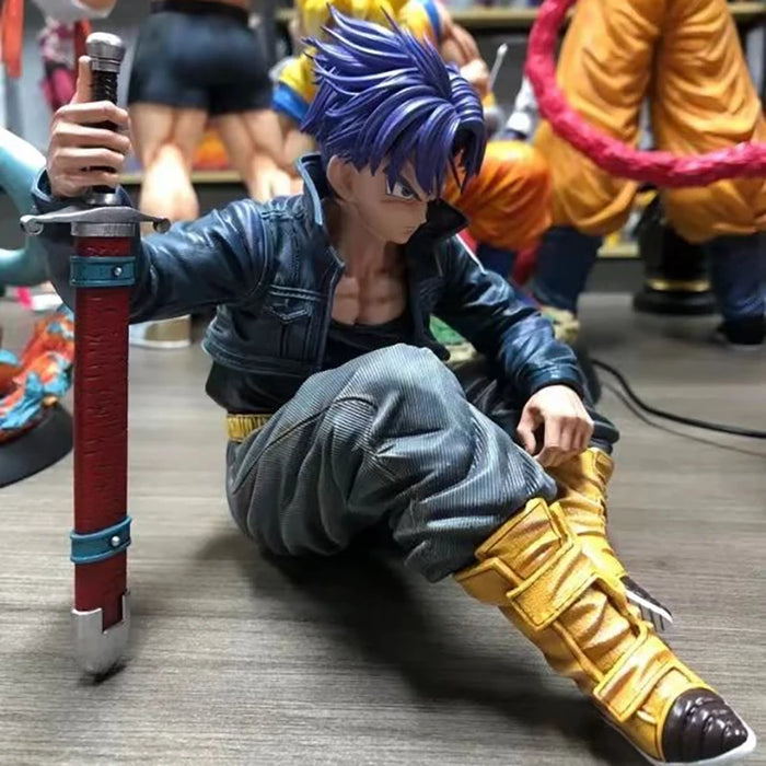 Dragon Ball Trunks Action Figure Statue 16cm PVC Ornaments Anime Super Saiyan Sitting Position Torankusu Figurine Model Toys