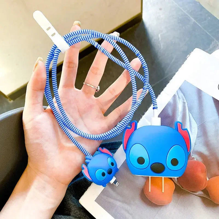 4Pcs/Set  Cute 3D Cartoon Set Cable Protector for iPhone / iPad 18W/20W Charger Case Phone Wire Cord Organizers