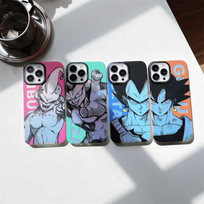 Luxury Cute Japan Anime Z Gokus Laser Phone Case For iPhone 15 14 13 12 11 Pro Max Cartoon Couple Anti-drop Bumper Back Cover