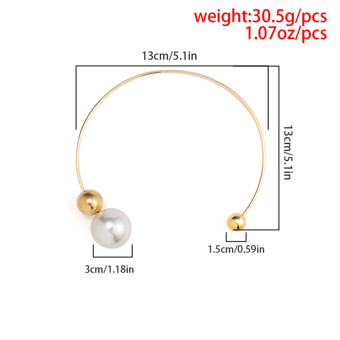 Elegant Goth Big White Imitation Pearl Choker Necklace for Women Ball Pendant Clavicle Chain Wedding Jewelry Collar