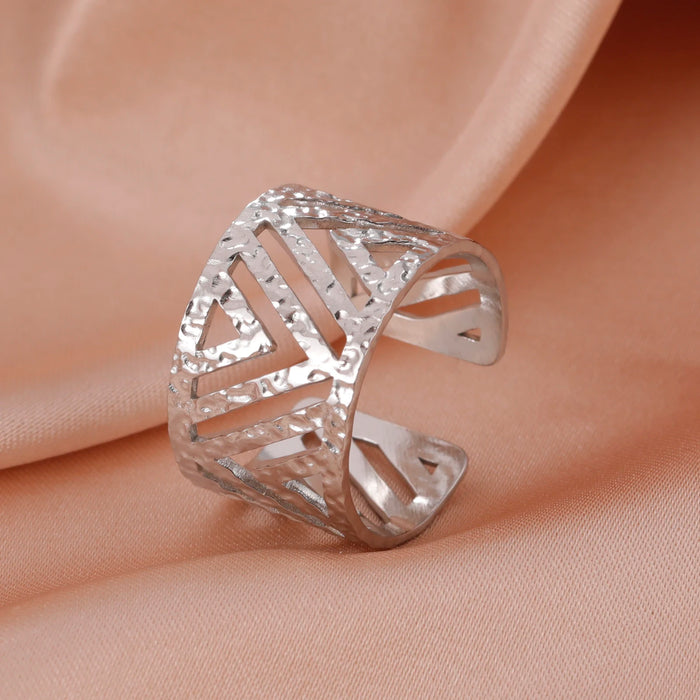 Skyrim Stainless Steel Women Rings Geometric Heart Aesthetic Adjustable Open Finger Ring Fashion Party Jewelry Gifts