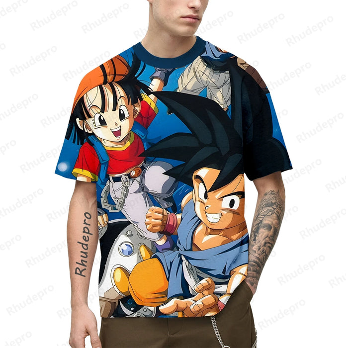 2024 New Anime Goku 3D Printed Men's T-shirt Children's Street Leisure Sports Top Summer Cosplay T Shirt Short sleeve