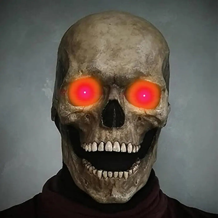 Halloween Skull Masks  LED Eyes Glowing Mouth Movable Horror Skull Head Mask Skull Full Head Bone Cover Haunted House Props