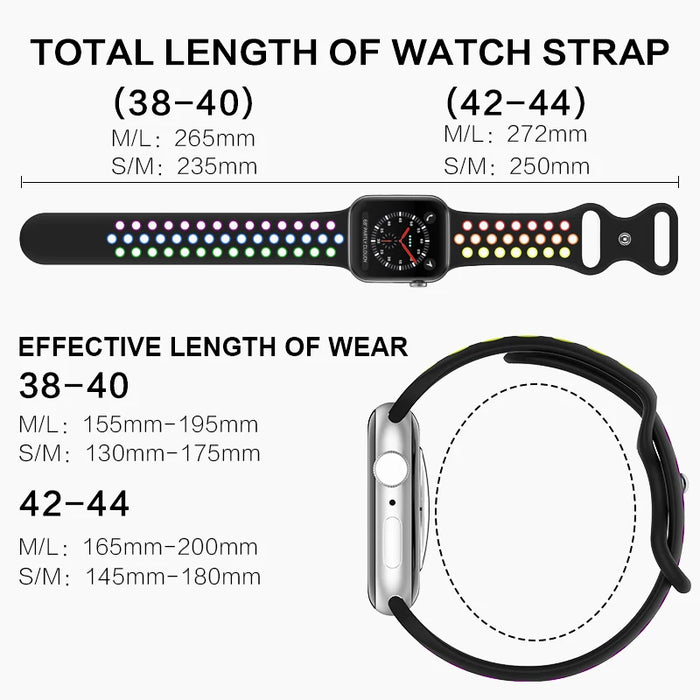 Silicone Strap for Apple Watch Band 44mm 40mm Ultra2 49mm 41-38-45mm Air-hole Bracelet iWatch Series 10 9 8/7 6 SE 5 4 42mm 46mm