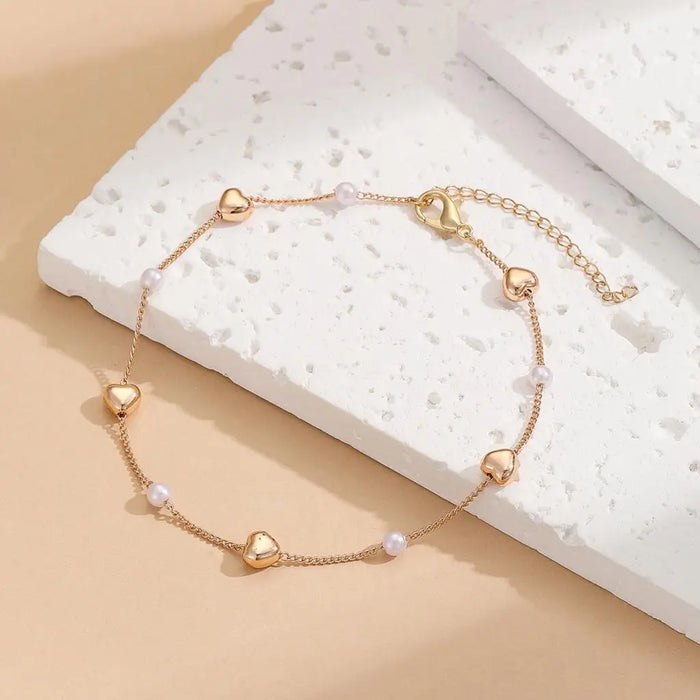 Kinitial Exquisite and fashionable laser plated anklet, love and freshwater pearl anklet as an anniversary gift for her