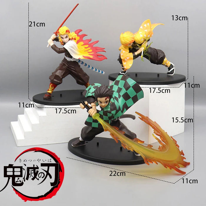 22cm Demon Slayer Anime Figure Kamado Tanjirou Agatsuma Zenitsu Rengoku Kyoujurou PVC Action Figure Collection Model Toys