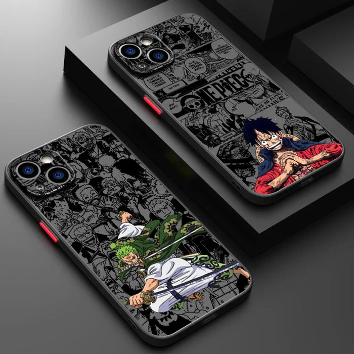 Anime Luxury Ones Piece Frosted Translucent For Apple iPhone 15 14 13 12 Pro Max Mini Cover Phone Case