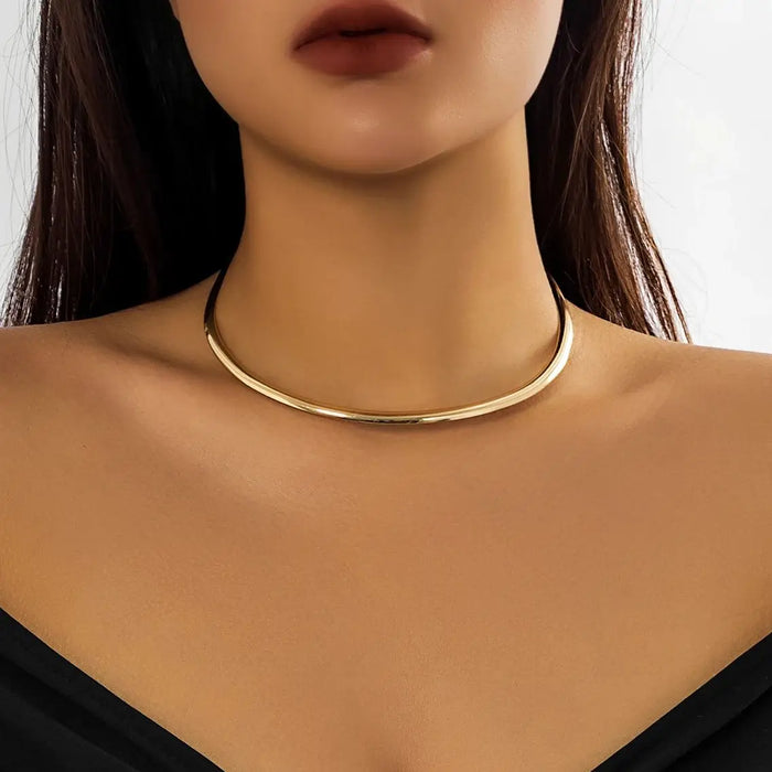 Elegant Simple Chunky Circle Torques Necklace for Women Trendy Choker Collar Fashion Jewelry on the Neck Accessories Female