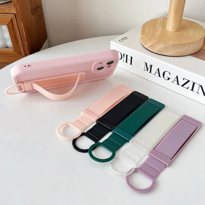 Universal Wristband Finger Holder Invisible Buckle Mobile Phone Back Sticker Desk Bracket Telescopic Push Pull Handle Grip Stand