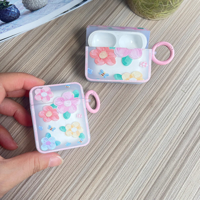 For AirPods Pro 2nd Case Ins Fashion Flower Silicone Cover For Apple AirPods 1 2 3 Girls Cute Earphone Charging Box With Keyring