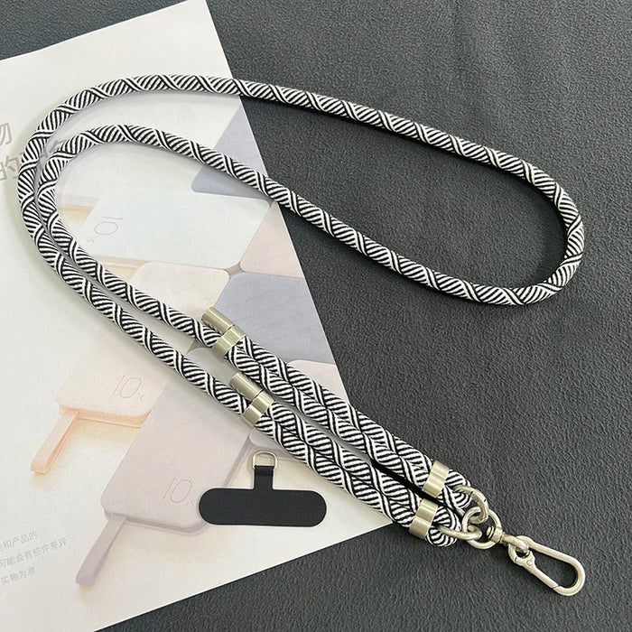 New Lanyard Silver Double Buckle Adjustable Wrist Hand Crossbody Strap Cord Hang Mobile Cell Phone Shoulder Chain Key Rope