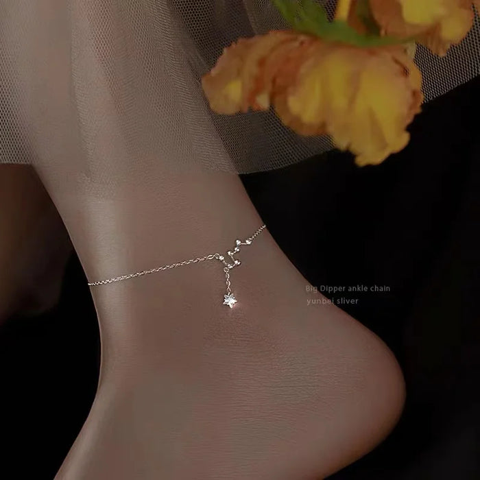 925 Sterling Silver Star Anklet Fashion Simple Charm Anklet Birthday Gift for Women's Fine Jewelry Accessories