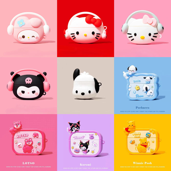 3D Music Case for Apple AirPods 1 2 3 Pro 2 Case Cute Cartoon Anime Silicone Earphone Protective Cases Accessories Headphone Box