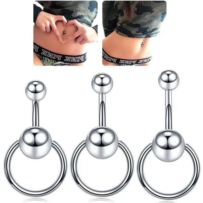 1Pc Punk 6mm/8mm/10mm Stainless Steel Belly Button Rings Surgical Steel Navel Body Piercing jewelry