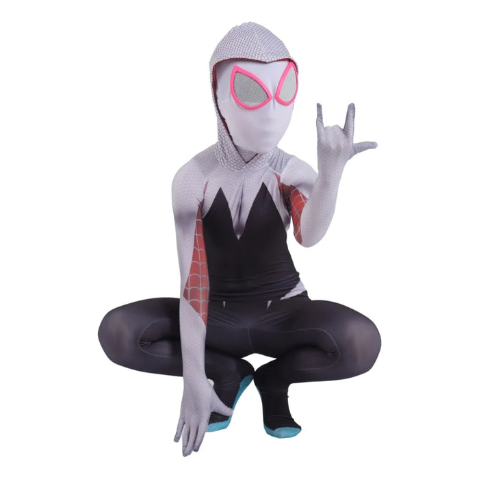 Spidergirl / Spiderman Gwen Stacy Spandex Jumpsuits for Boy or Girl Zentai Costume For Halloween Cosplay Female Spider Suit For Kids Costumes