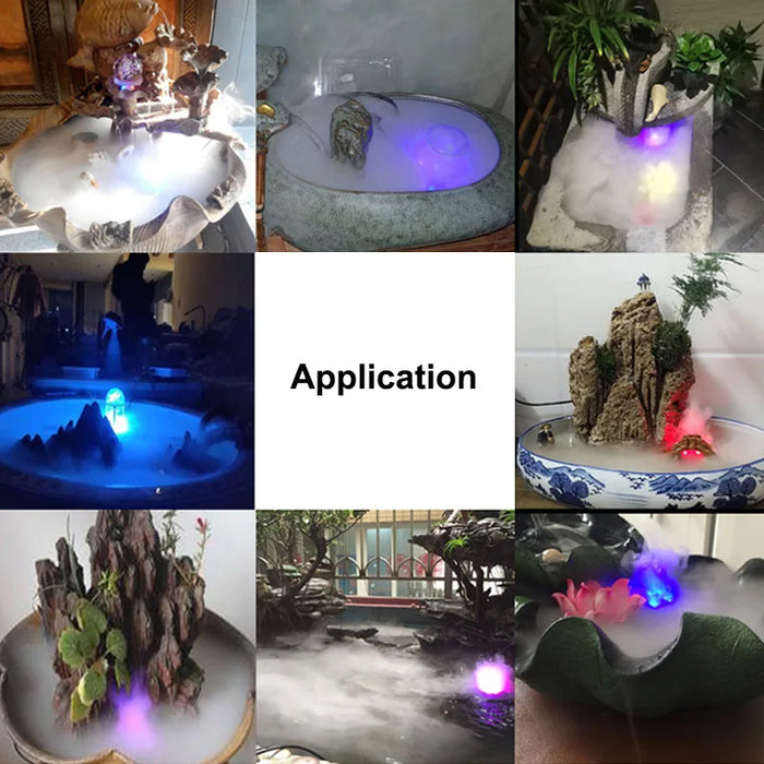 2024 Halloween Party Decorations LED Mist Maker Fogger With 12 RGB LED Lights For Water Fountain Pond Halloween Pumkin Decor