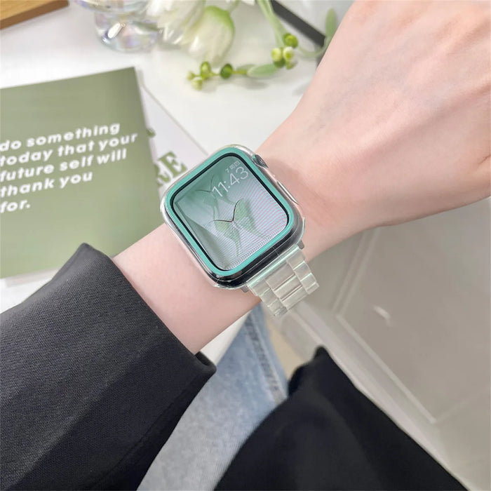 Resin Watch strap for apple watch series 10 9 8 7 6 band 41mm 49mm Clear Bracele Steel iwatch SE 44mm 40mm 45MM 46mm 42mm Ultra2