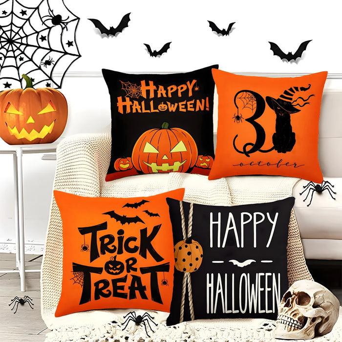 Halloween Pumpkin Ghost Pillowcase Happy Halloween Party Decorations For Home 2024 Trick or Treat Spider Bat Cat Pillow Covers