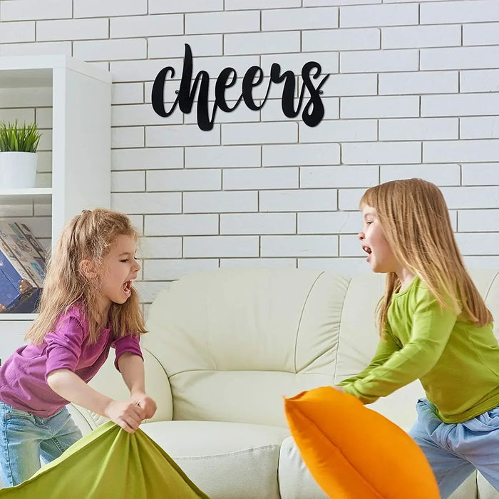 Creative Cheers Wall Decor Sign Metal Bathroom Cheers Sign for Living Room Home Wall Sticker Iron Art Silhouette Home Decor