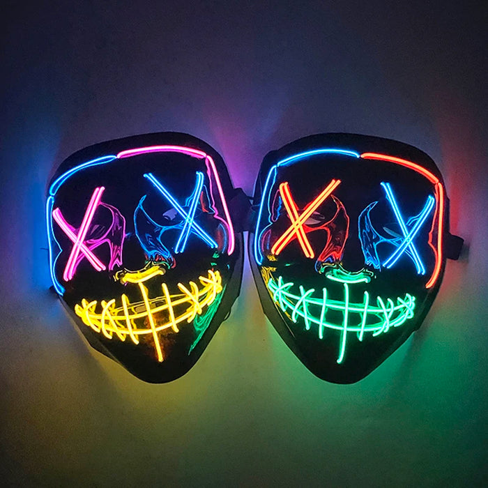 Halloween Purge Party Mask Wireless Neon Purification Mask Light Up Bar Music Festival Glow In The Dark Cosplay Costume Headwear