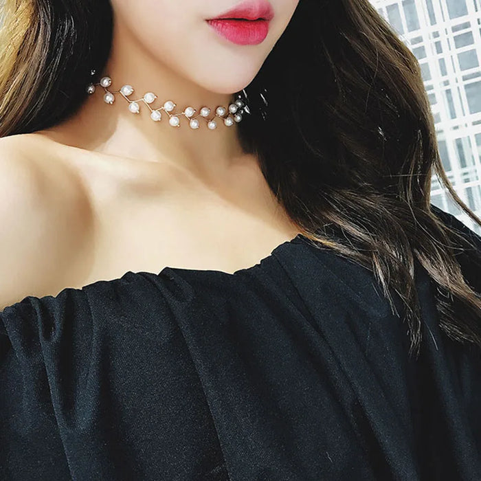 Trendy Pearl Necklace Korean Fashion Jewelry for Women Neck Chain  Choker Collar Accessories Gift Short Necklace Chain