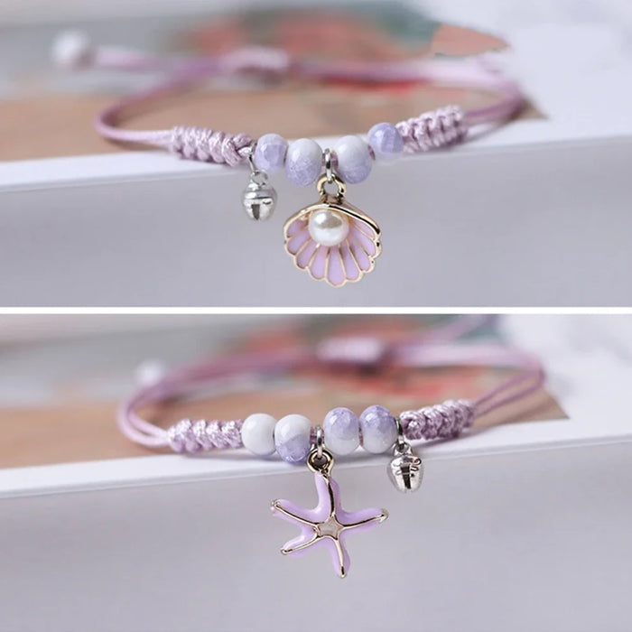 Creative Handmade Starfish Shells Pearl Pendant Adjust Bracelet Anklet Friendship Bracelets On Hand For Woman Luxury Jewelry