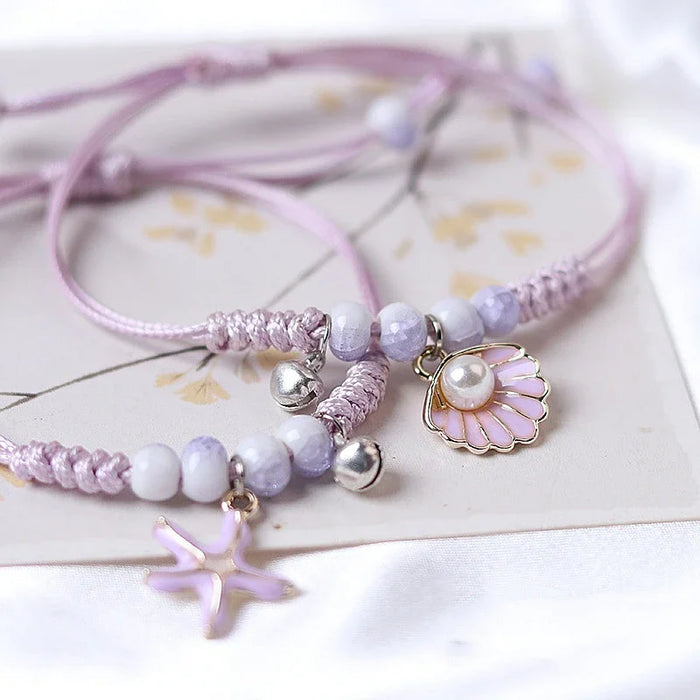 Creative Handmade Starfish Shells Pearl Pendant Adjust Bracelet Anklet Friendship Bracelets On Hand For Woman Luxury Jewelry