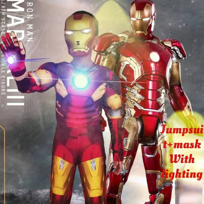 New Anime Periphery Children Cosplay Avengers Movies Hot Halloween Costume Iron Man Christmas Kids Birthday Gift With lighting