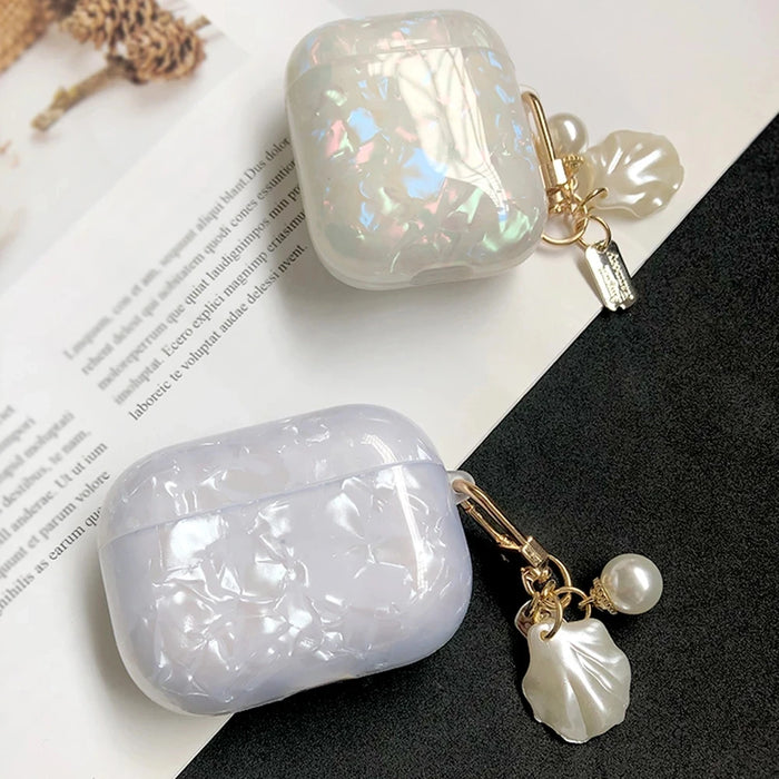 Girl Pearl Shell Keychain Case for AirPods Pro 2 3 1 Case for AirPods Pro2 Pro 2nd Generation Airpod Pro Case Silicone