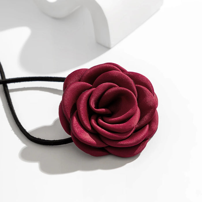 Gothic Elegant Big Rose Flower Clavicle Chain Necklace Women Wed Bridal Sexy Adjustable Choker Mariage Jewelry Y2K Accessories