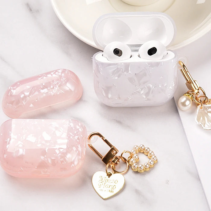 Girl Pearl Shell Keychain Case for AirPods Pro 2 3 1 Case for AirPods Pro2 Pro 2nd Generation Airpod Pro Case Silicone