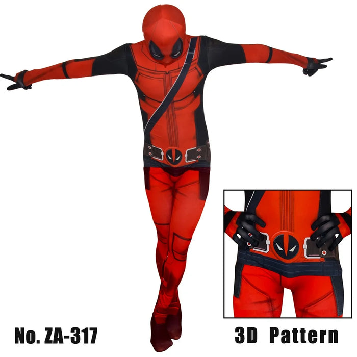 MARVEL Deadpool Cosplay Costumes Kids Adult Superhero Bodysuit Jumpsuit with Mask Rich Accessories Party Clothes Outfits