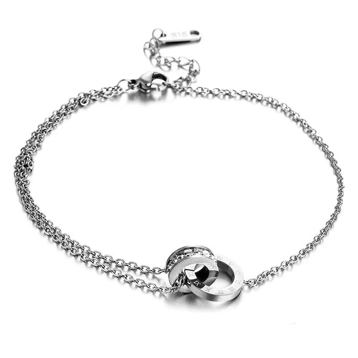 OIMG 316L Stainless Steel Bohemian Roman Numerals Anklet for Women Summer Beach Barefoot Sandals Ankle On The Leg