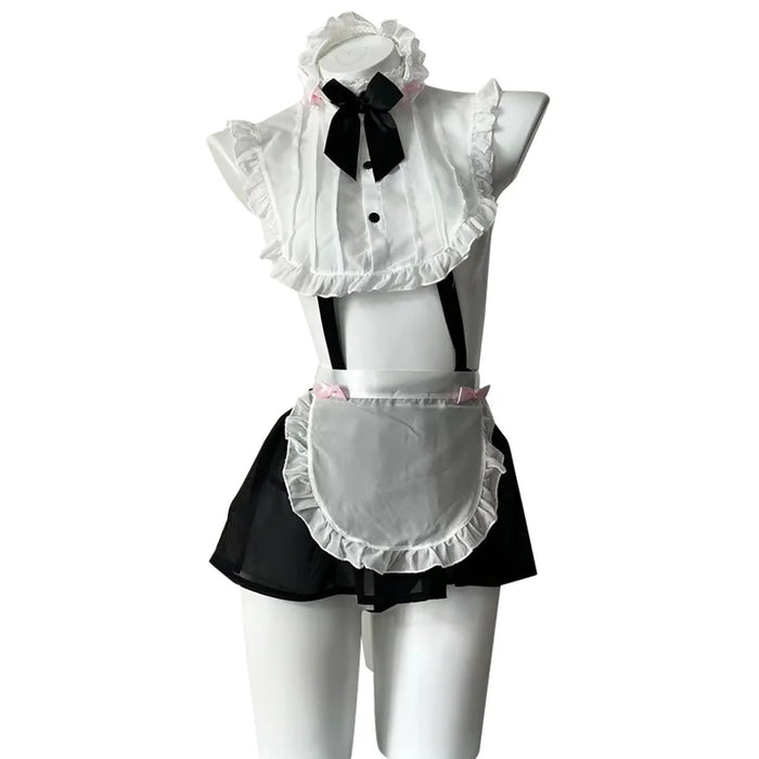 Sexy Cosplay Costumes Maid Outfit Cute Black Perspective Top Short Skirt Uniform Exotic Dress Lolita Couple Games Party Uniform