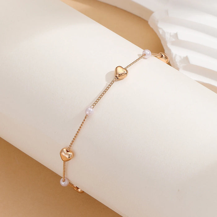 Kinitial Exquisite and fashionable laser plated anklet, love and freshwater pearl anklet as an anniversary gift for her