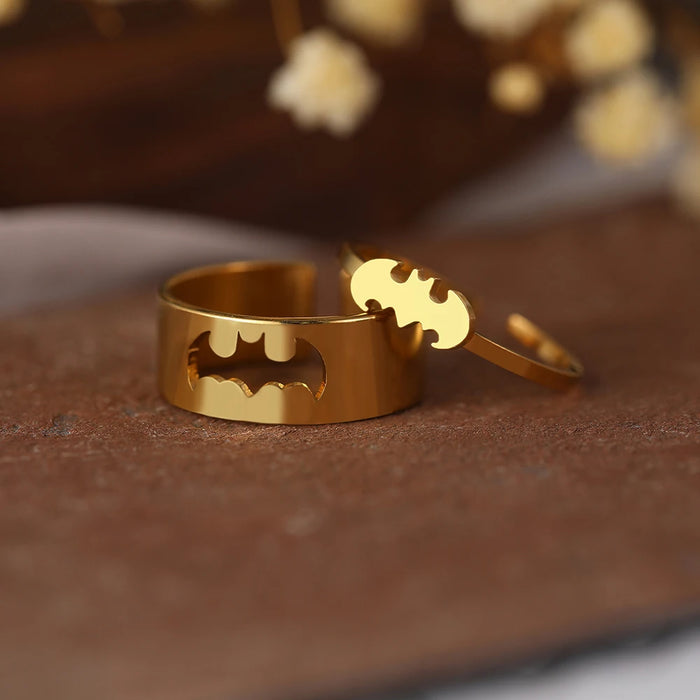 Stainless Steel Rings Gothic Hip Hop Punk Bat Fashion Adjustable Couple Ring For Women Jewelry Wedding Engagement Gift