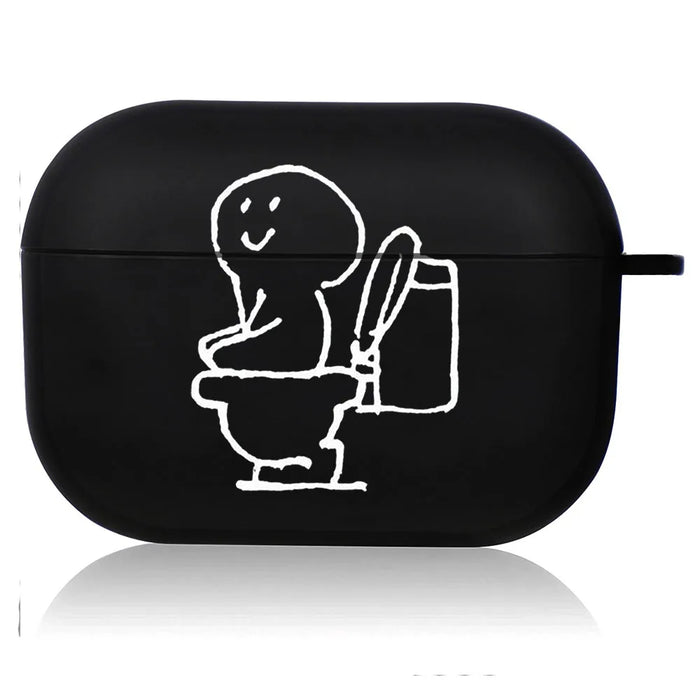 Creative Line Cute Black Airpod Cases Air Pro 3 for Airpods Pro 2 3rd Pods Gen Airpord Cover Cute Cartoon Simple Line Art Case